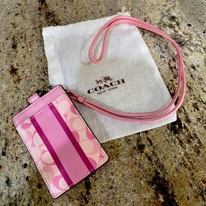 Coach Signature Pink ID Badge Lanyard
